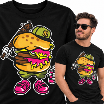 KOSZULKA  ANIMOWANA BURGER BASTARD